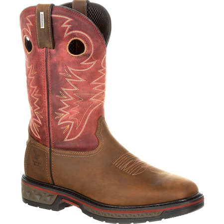 Georgia Boot Carbo-Tec, Men's Waterproof Western Work Boot, SPR Leather, 11 in Height, Brown and Red GB00221